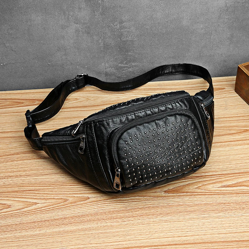 Large Capacity Waist Bag Women Fanny Pack Pu Leather Chest Bag for Girls
