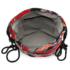 Bohemian Style Canvas Rucksack Vintage Drawstring Backpack