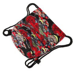Bohemian Style Canvas Rucksack Vintage Drawstring Backpack