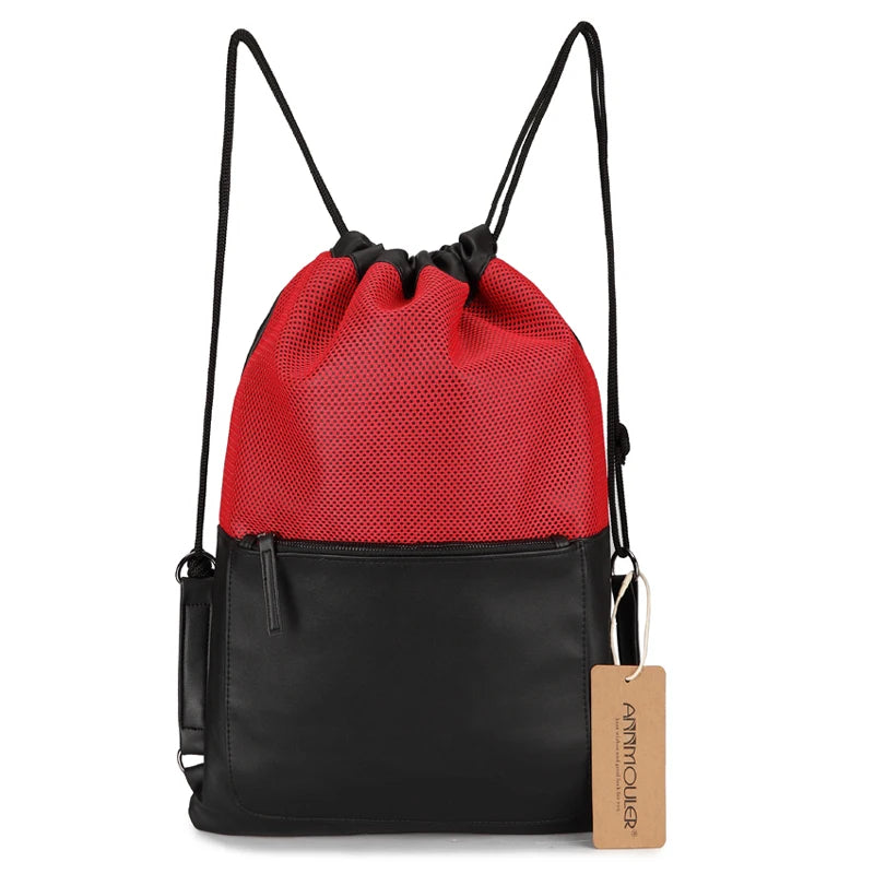 Women Shoulder Bag Patchwork Casual Backpack Large Capacity Red Daypack