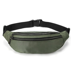 Women Green Nylon Waist Pack Fanny Pack Small Double Zipper Phone Purse Bag