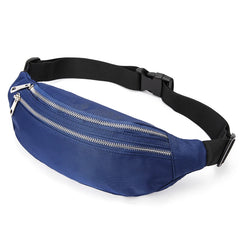 Women Green Nylon Waist Pack Fanny Pack Small Double Zipper Phone Purse Bag