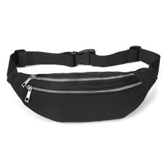 Women Green Nylon Waist Pack Fanny Pack Small Double Zipper Phone Purse Bag