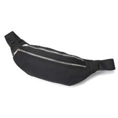 Women Green Nylon Waist Pack Fanny Pack Small Double Zipper Phone Purse Bag