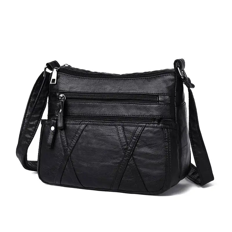 Small Women Bag Pu Leather Shoulder Bag Multipockets Crossbody Bag