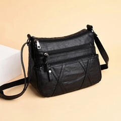 Small Women Bag Pu Leather Shoulder Bag Multipockets Crossbody Bag