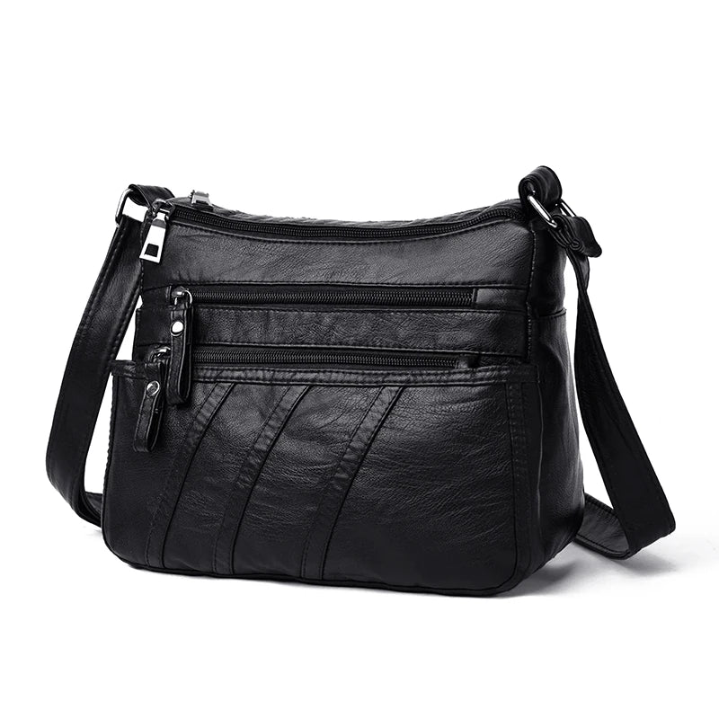 Small Women Bag Pu Leather Shoulder Bag Multipockets Crossbody Bag