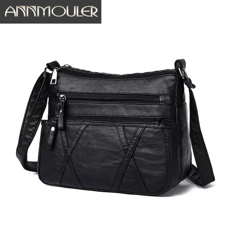 Small Women Bag Pu Leather Shoulder Bag Multipockets Crossbody Bag