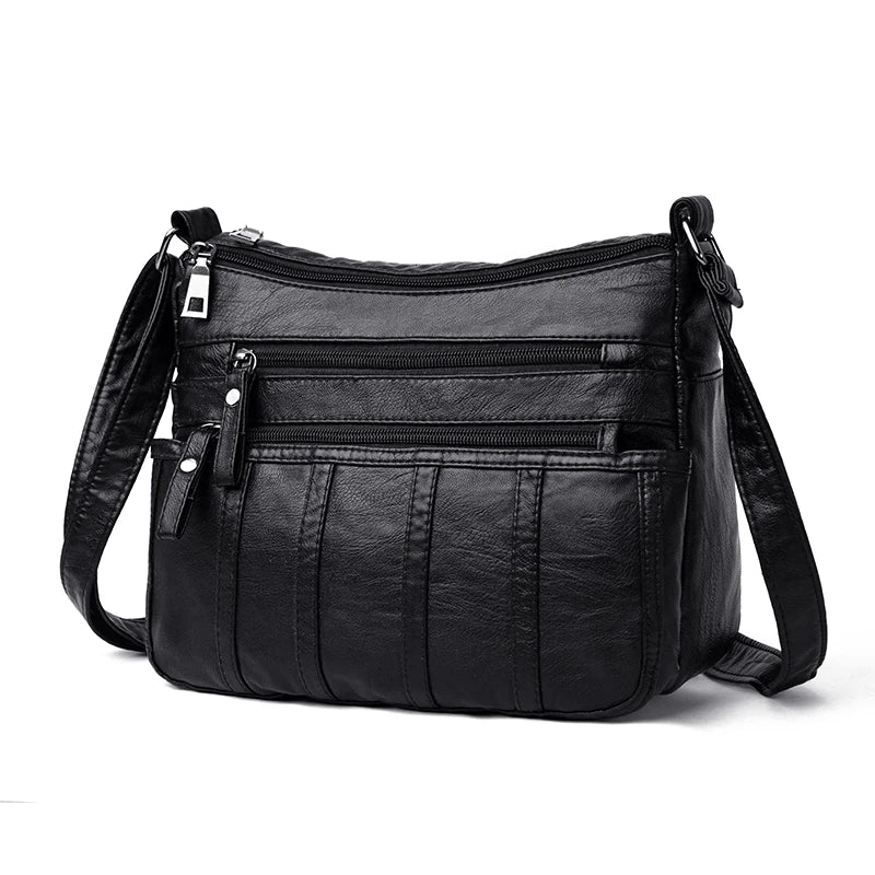 Small Women Bag Pu Leather Shoulder Bag Multipockets Crossbody Bag