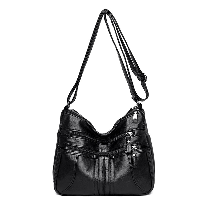 Women Shoulder Bag Pu Leather Crossbody Soft Handbag Purse Zipper Messenger Tote