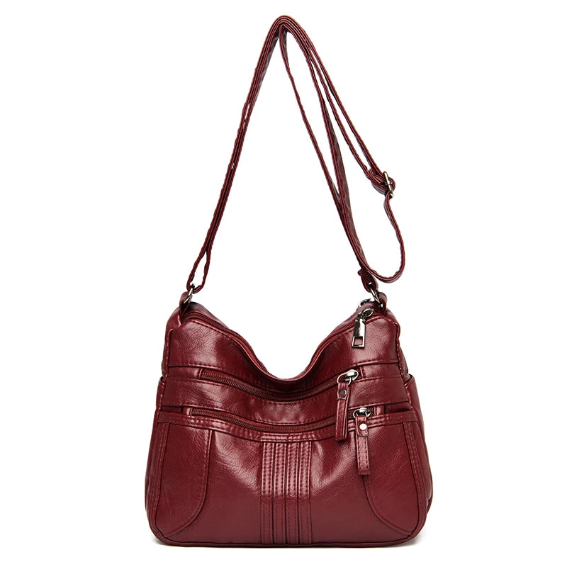 Women Shoulder Bag Pu Leather Crossbody Soft Handbag Purse Zipper Messenger Tote