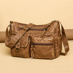Brown Soft Leather Shoulder Bag Woman Crossbody Messenger Large bolsa f