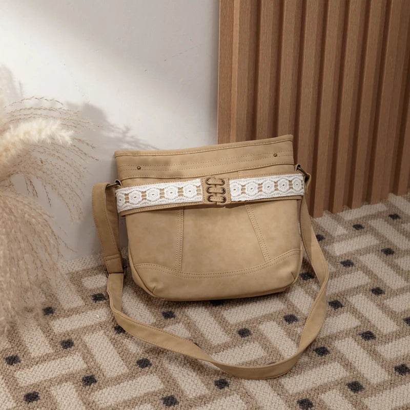 Lace Flower Shoulder Bag Vintage Crossbody Purse Roomy Pockets Bag