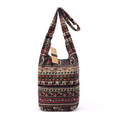 Vintage Elephant Floral Print Crossbody Messenger Bag for Ladies