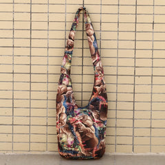 Vintage Elephant Print Hobo Bag Cotton Fabric Women Shoulder Bag