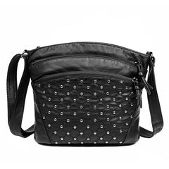 Women Crossbody Bag Rivet Messenger Bag Soft Pu Leather Shoulder Bag