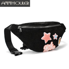 Women Fanny Pack Large Capacity Waist Bag 6 Patchwork Waist Packs Corduroy Girls