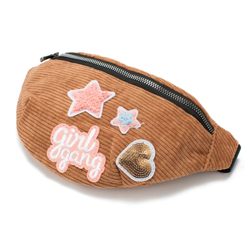 Women Fanny Pack Large Capacity Waist Bag 6 Patchwork Waist Packs Corduroy Girls