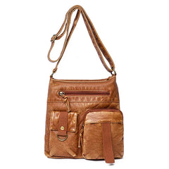 Women's Soft Leather Crossbody Bag Multi-pockets Shoulder Bag