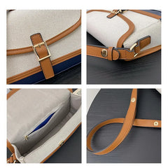 Square Bag Canvas PU Leather Patchwork Shoulder Bag Small Women Messenger Bags
