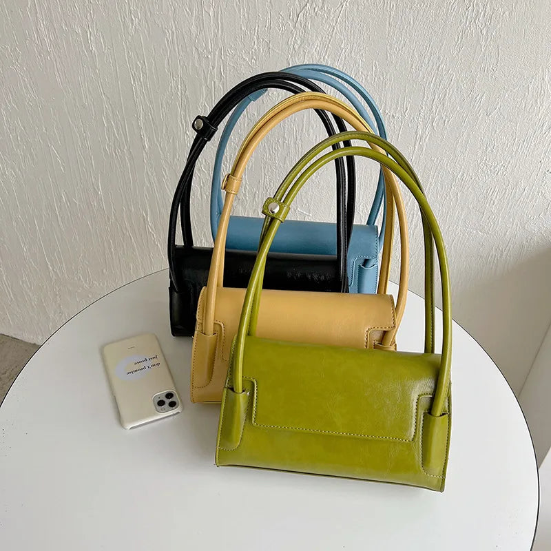 Women's Green PU Leather Flap Shoulder Bag Underarm Tote HPS1314