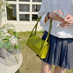 Women's Green PU Leather Flap Shoulder Bag Underarm Tote HPS1314