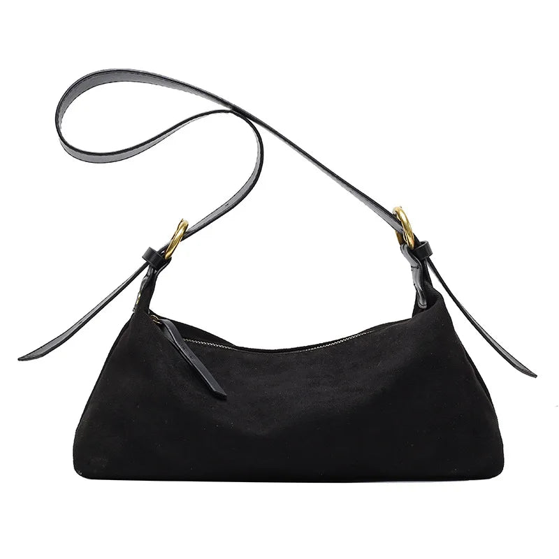 Retro Crossbody Bag Faux Suede Shoulder Bag