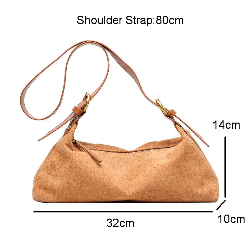 Retro Crossbody Bag Faux Suede Shoulder Bag