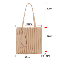 Pleated PU Leather Shoulder Bag with Wallet HPS1014