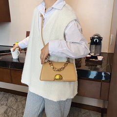 Women Lock Shoulder Bags PU Leather Crossbody Bags Solid Small Flap Bag