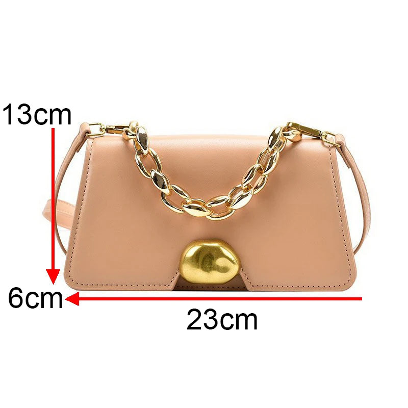 Women Lock Shoulder Bags PU Leather Crossbody Bags Solid Small Flap Bag