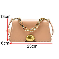 Women Lock Shoulder Bags PU Leather Crossbody Bags Solid Small Flap Bag
