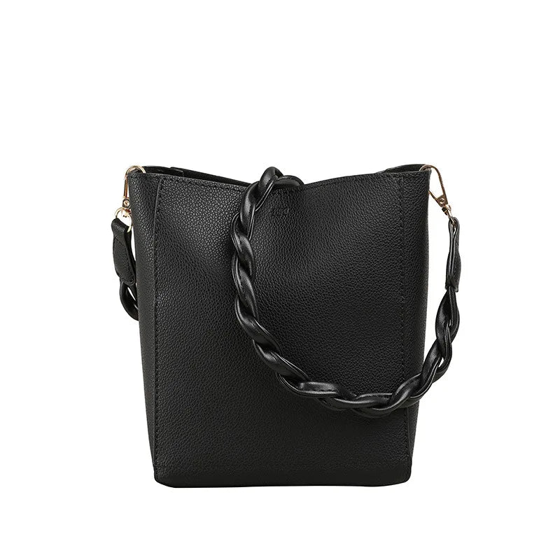 Retro Bucket Bag Casual Pu Leather Bag Shoulder Bag Lady Messenger Bag