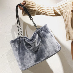 Plush Women Shoulder Bag High Capacity Totes Bags Hot Winter HPS971