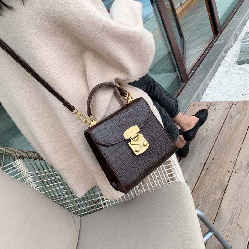 Retro Stone Pattern Shoulder Bag PU Leather Handbag Lady HPS984