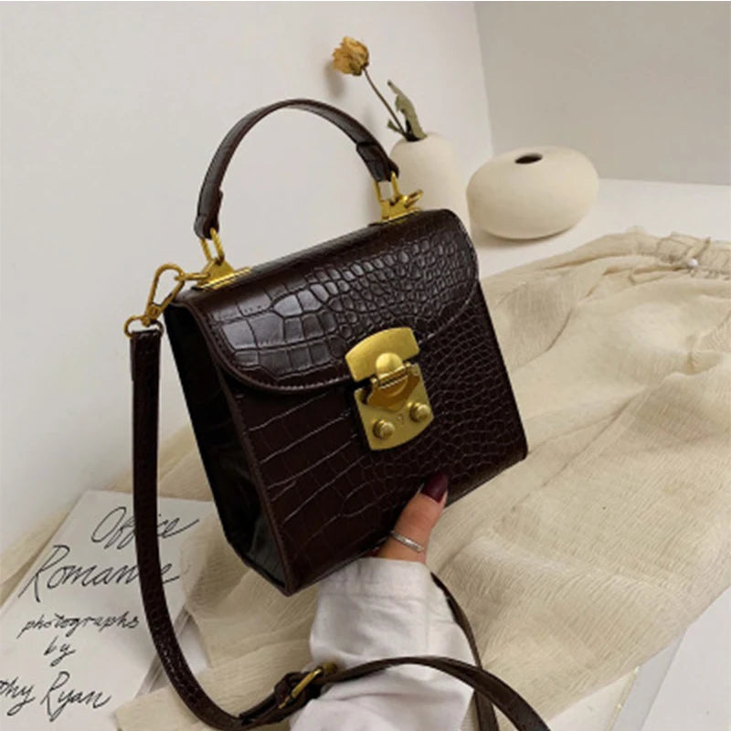 Retro Stone Pattern Shoulder Bag PU Leather Handbag Lady HPS984