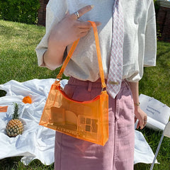 Summer Women's Transparent Handbags Jelly Bag Ladies Shoulder Beach Bag HPS131