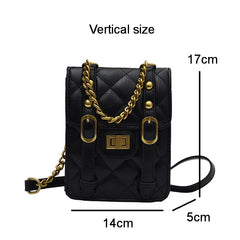 Vintage Chain Shoulder Bag PU Leather Diamond Lattice Messenger Bag
