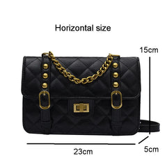 Vintage Chain Shoulder Bag PU Leather Diamond Lattice Messenger Bag