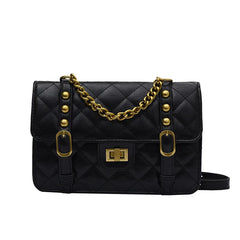 Vintage Chain Shoulder Bag PU Leather Diamond Lattice Messenger Bag
