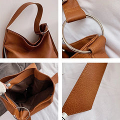 Soft PU Leather Shoulder Bags Large Capacity Totes Bag Vintage