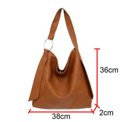 Soft PU Leather Shoulder Bags Large Capacity Totes Bag Vintage