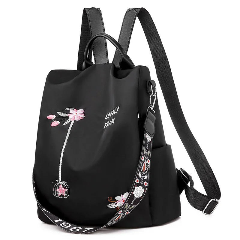 Anti Theft Oxford Backpacks for Women Chinese Style Embroidery Back Bags