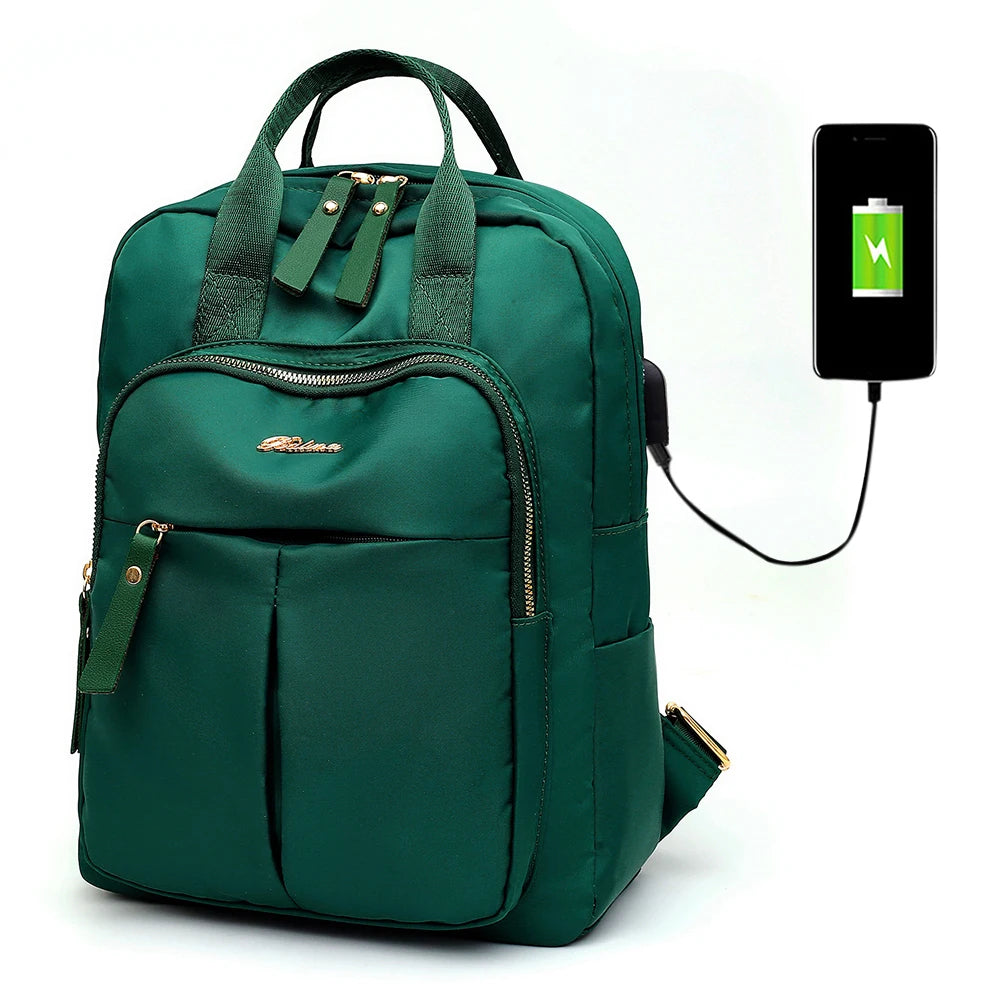 Anti Theft USB Charge Nylon Backpack Waterproof Women School Backpacks Bagpack
