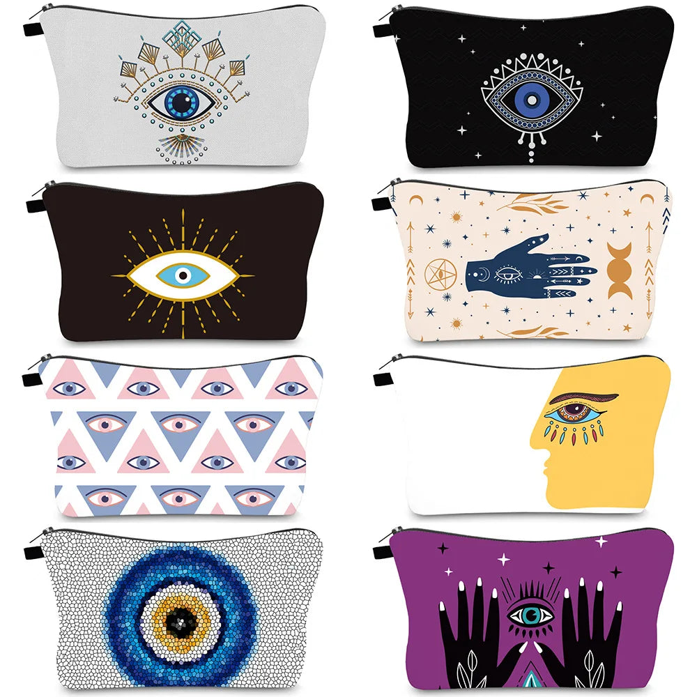 Evil Eye Printed Cosmetic Bag Travel Storage Clutch Makeup Organizer