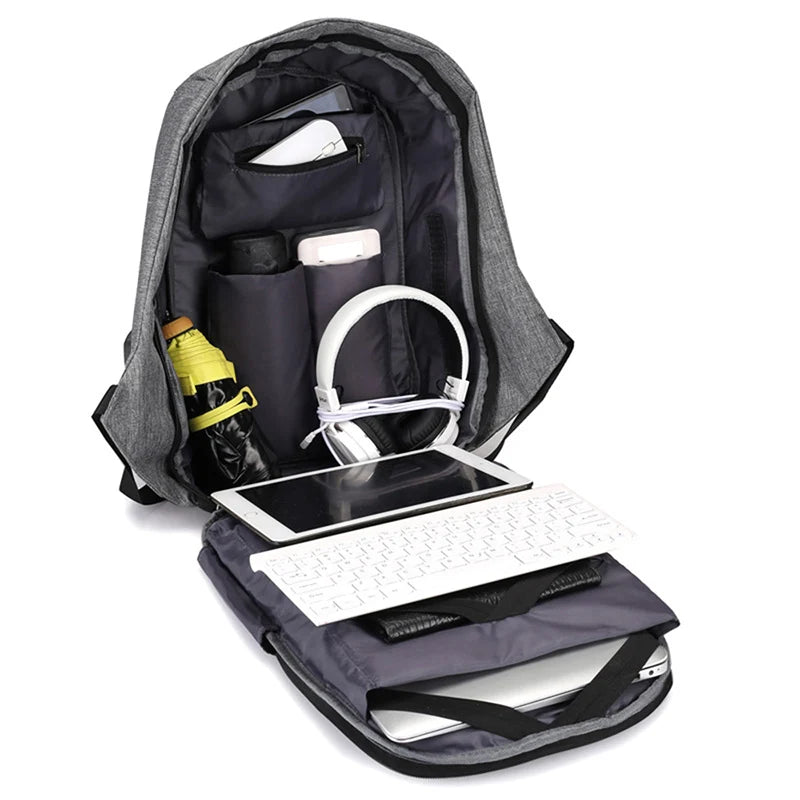 Anti-theft Backpack 15.6 inch Laptop Travel Rucksack Large Capacity USB Charge