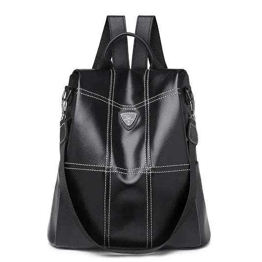 Women's Anti-theft Brown Backpack, Waterproof PU Leather Travel Crossbody Bag