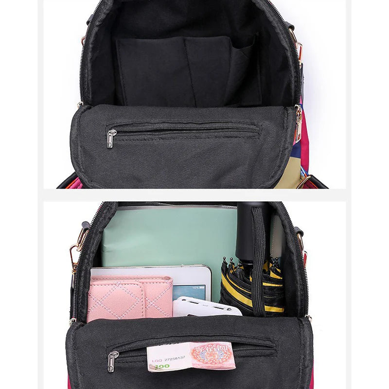 Anti-theft Backpack Women Wild Travel Shoulder Bags Colorful Oxford Cloth