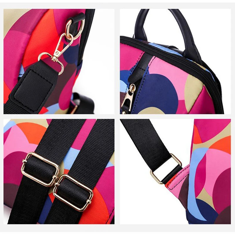 Anti-theft Backpack Women Wild Travel Shoulder Bags Colorful Oxford Cloth
