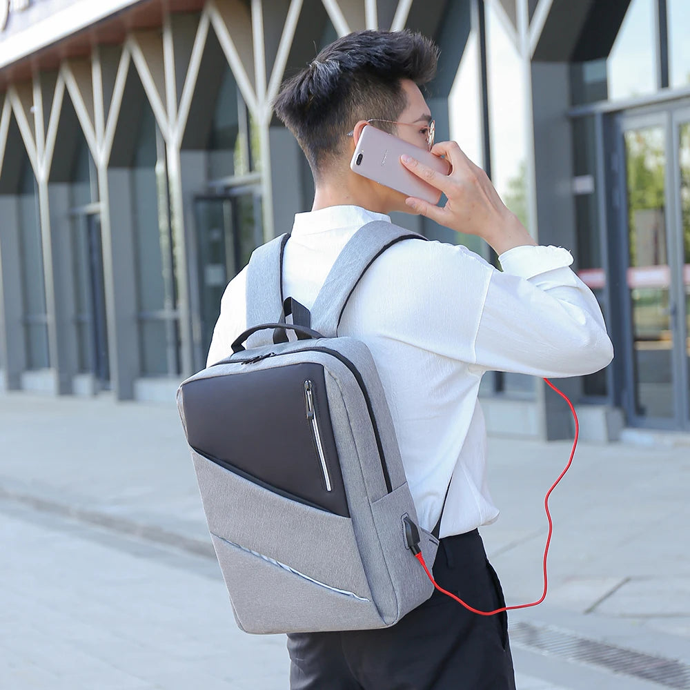 Anti-theft Laptop Rucksack Travel Backpack USB Charge Business College Student B